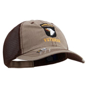 Licensed 101st Airborne Veteran Embroidered Low Profile Special Cotton Mesh Cap - Khaki-Brown OSFM