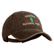 Sequoia National Park Embroidered Solid Cotton Twill Buckle Cap - Brown OSFM