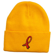 Kidney Cancer Ribbon Embroidered Long Beanie