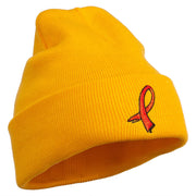 Kidney Cancer Ribbon Embroidered Long Beanie