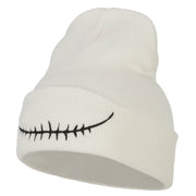 Skeleton Mouth Embroidered Long Beanie