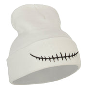 Skeleton Mouth Embroidered Long Beanie