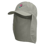 Blooming Lilac Embroidered Flap Hats - Grey OSFM