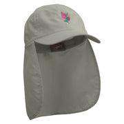 Blooming Lilac Embroidered Flap Hats - Grey OSFM