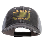Licensed US Army Veteran Flag Embroidered Low Profile Special Cotton Mesh Cap - Black OSFM