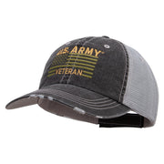 Licensed US Army Veteran Flag Embroidered Low Profile Special Cotton Mesh Cap - Black OSFM