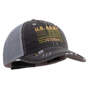Licensed US Army Veteran Flag Embroidered Low Profile Special Cotton Mesh Cap - Black OSFM