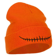 Skeleton Mouth Embroidered Long Beanie