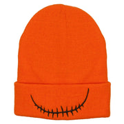 Skeleton Mouth Embroidered Long Beanie