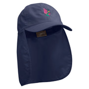 Blooming Lilac Embroidered Flap Hats - Navy OSFM