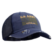 Licensed US Army Veteran Flag Embroidered Low Profile Special Cotton Mesh Cap - Navy OSFM