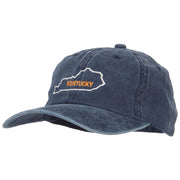 Kentucky with Map Outline Embroidered Washed Cotton Cap