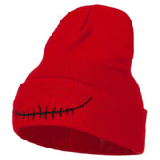 Skeleton Mouth Embroidered Long Beanie