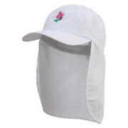 Blooming Lilac Embroidered Flap Hats - White OSFM