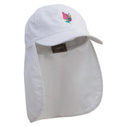 Blooming Lilac Embroidered Flap Hats - White OSFM