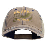 Licensed US Army Veteran Flag Embroidered Low Profile Special Cotton Mesh Cap - Khaki OSFM