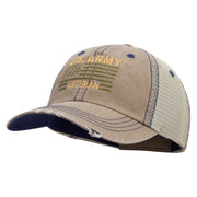 Licensed US Army Veteran Flag Embroidered Low Profile Special Cotton Mesh Cap - Khaki OSFM