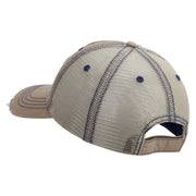 Licensed US Army Veteran Flag Embroidered Low Profile Special Cotton Mesh Cap - Khaki OSFM