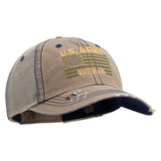 Licensed US Army Veteran Flag Embroidered Low Profile Special Cotton Mesh Cap - Khaki OSFM