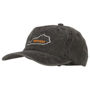 Kentucky with Map Outline Embroidered Washed Cotton Cap