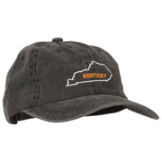 Kentucky with Map Outline Embroidered Washed Cotton Cap