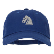 Chess Knight Symbol Embroidered Unstructured Washed Cap