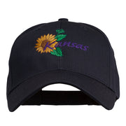 USA State Kansas Sunflower Embroidered Low Profile Cap