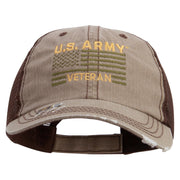 Licensed US Army Veteran Flag Embroidered Low Profile Special Cotton Mesh Cap - Khaki-Brown OSFM
