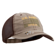 Licensed US Army Veteran Flag Embroidered Low Profile Special Cotton Mesh Cap - Khaki-Brown OSFM