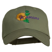 USA State Kansas Sunflower Embroidered Low Profile Cap