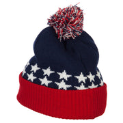 Keep America Great 2020 Letters Embroidered USA Flag Cuffed Pom Long Beanie