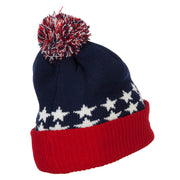 Keep America Great 2020 Letters Embroidered USA Flag Cuffed Pom Long Beanie