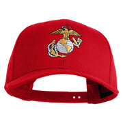 US Marine Corps Emblem Embroidered Solid Cotton Twill Pro Style Cap - Red OSFM