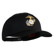 US Marine Corps Emblem Embroidered Solid Cotton Twill Pro Style Cap - Black OSFM