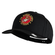 US Marine Corps Veteran Emblem Embroidered Solid Cotton Twill Pro Style Cap - Black OSFM