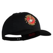 US Marine Corps Veteran Emblem Embroidered Solid Cotton Twill Pro Style Cap - Black OSFM