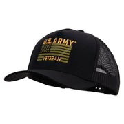Licensed U.S. Army Veteran Flag Embroidered Twill 5 panel Mesh Back Cap - Black OSFM
