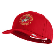 US Marine Corps Veteran Emblem Embroidered Solid Cotton Twill Pro Style Cap - Red OSFM