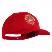 US Marine Corps Veteran Emblem Embroidered Solid Cotton Twill Pro Style Cap - Red OSFM