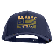 Licensed U.S. Army Veteran Flag Embroidered Twill 5 panel Mesh Back Cap - Navy OSFM