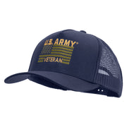 Licensed U.S. Army Veteran Flag Embroidered Twill 5 panel Mesh Back Cap - Navy OSFM