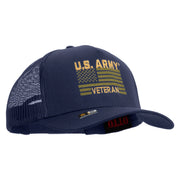 Licensed U.S. Army Veteran Flag Embroidered Twill 5 panel Mesh Back Cap - Navy OSFM