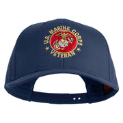 US Marine Corps Veteran Emblem Embroidered Solid Cotton Twill Pro Style Cap - Navy OSFM