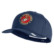 US Marine Corps Veteran Emblem Embroidered Solid Cotton Twill Pro Style Cap - Navy OSFM