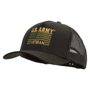 Licensed U.S. Army Veteran Flag Embroidered Twill 5 panel Mesh Back Cap - Charcoal OSFM