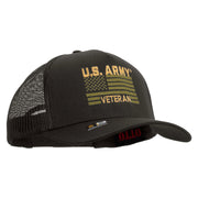 Licensed U.S. Army Veteran Flag Embroidered Twill 5 panel Mesh Back Cap - Charcoal OSFM