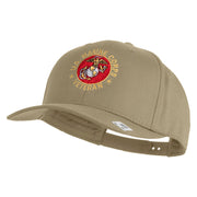 US Marine Corps Veteran Emblem Embroidered Solid Cotton Twill Pro Style Cap - Khaki OSFM