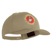 US Marine Corps Veteran Emblem Embroidered Solid Cotton Twill Pro Style Cap - Khaki OSFM