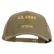 Licensed U.S. Army Veteran Flag Embroidered Twill 5 panel Mesh Back Cap - Khaki OSFM