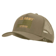 Licensed U.S. Army Veteran Flag Embroidered Twill 5 panel Mesh Back Cap - Khaki OSFM